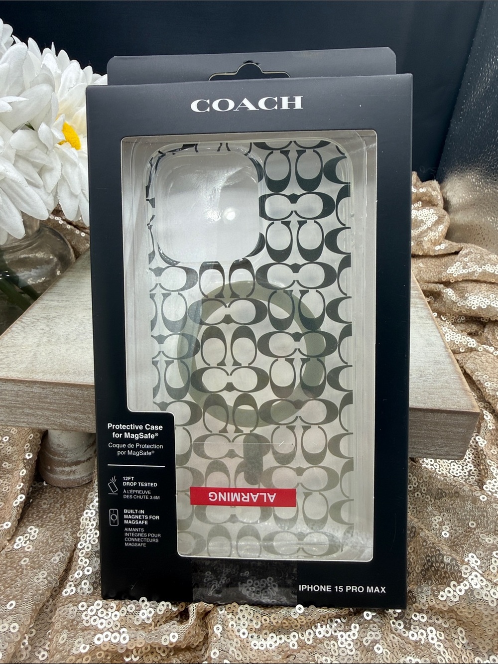 COACH Clear Signature MagSafe Case - Black & Clear iPhone 15 pro max